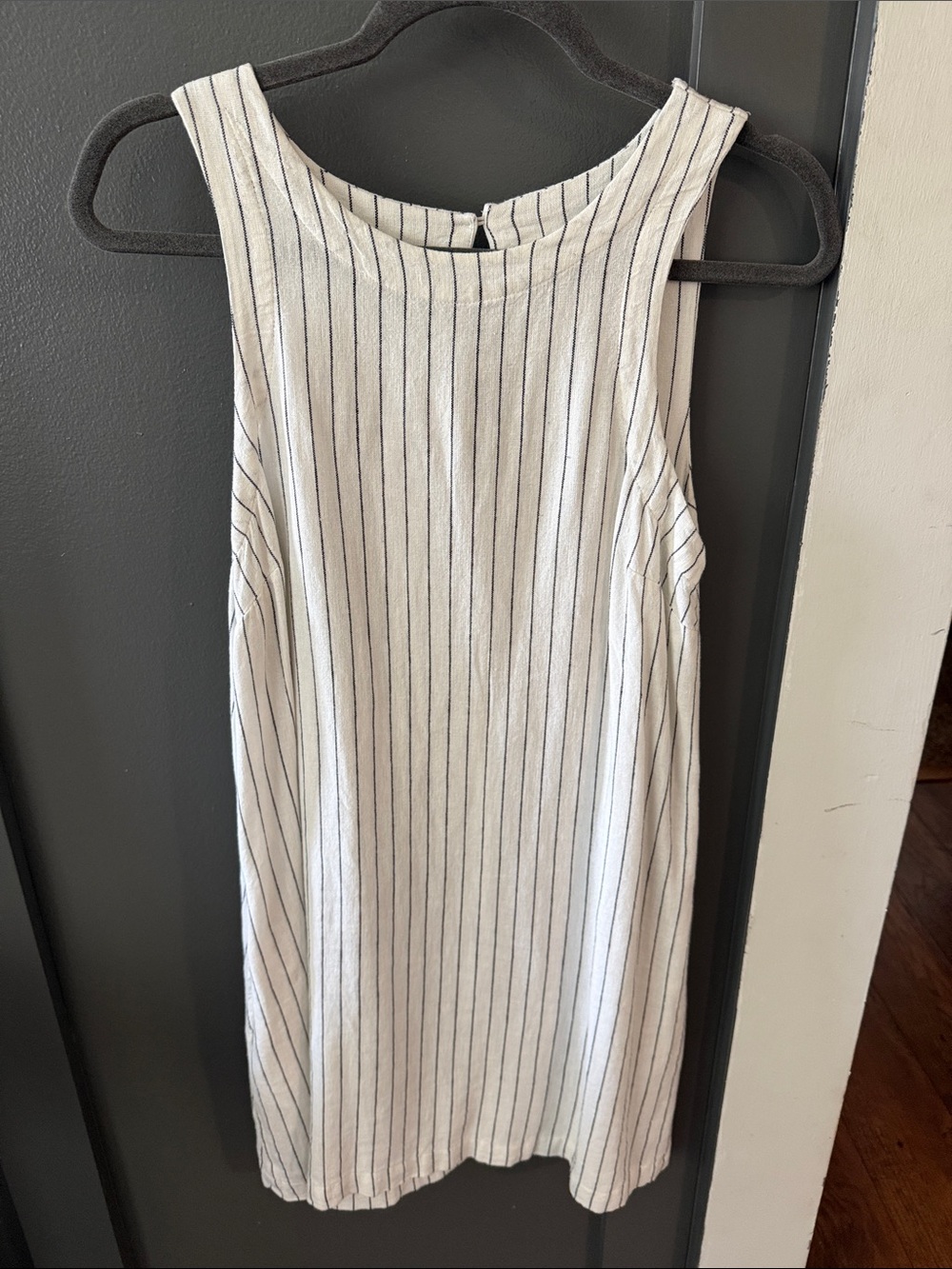 Linen Pinstripe Shift Dress
